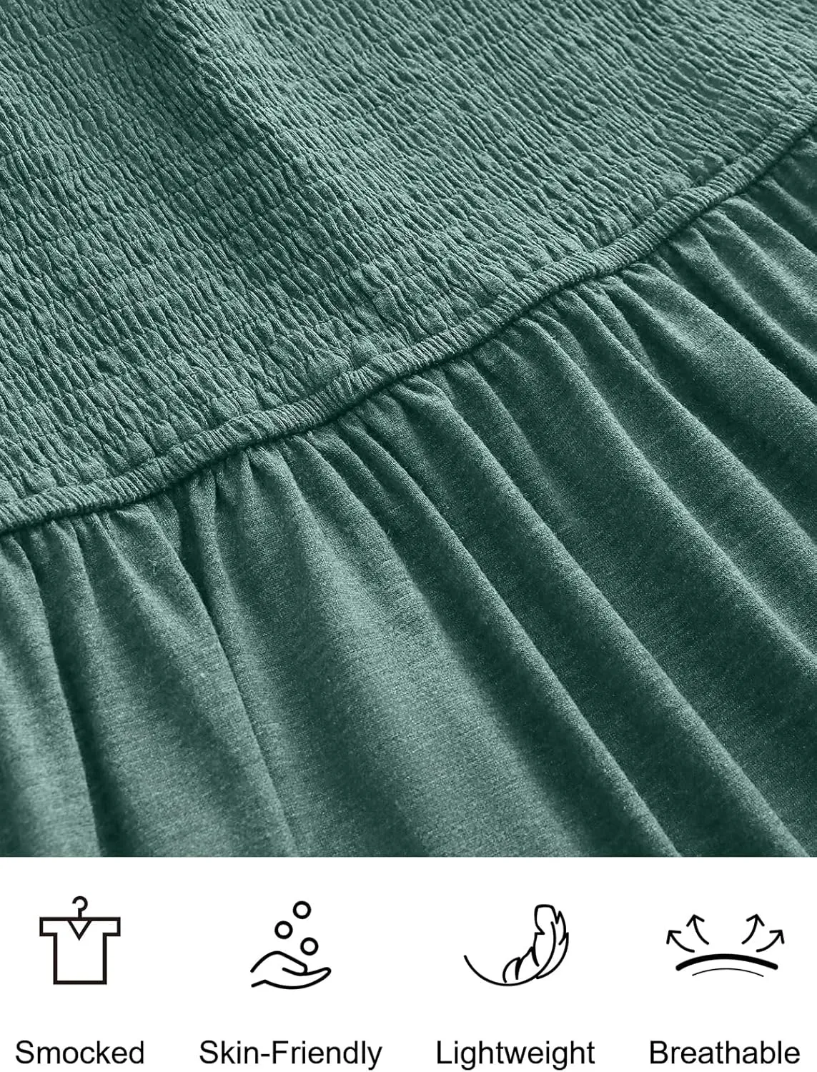 ANRABESS Womens Square Neck Maxi Dress Ruffle Sleeveless Smocked Casual Summer Beach Sundress with Pockets