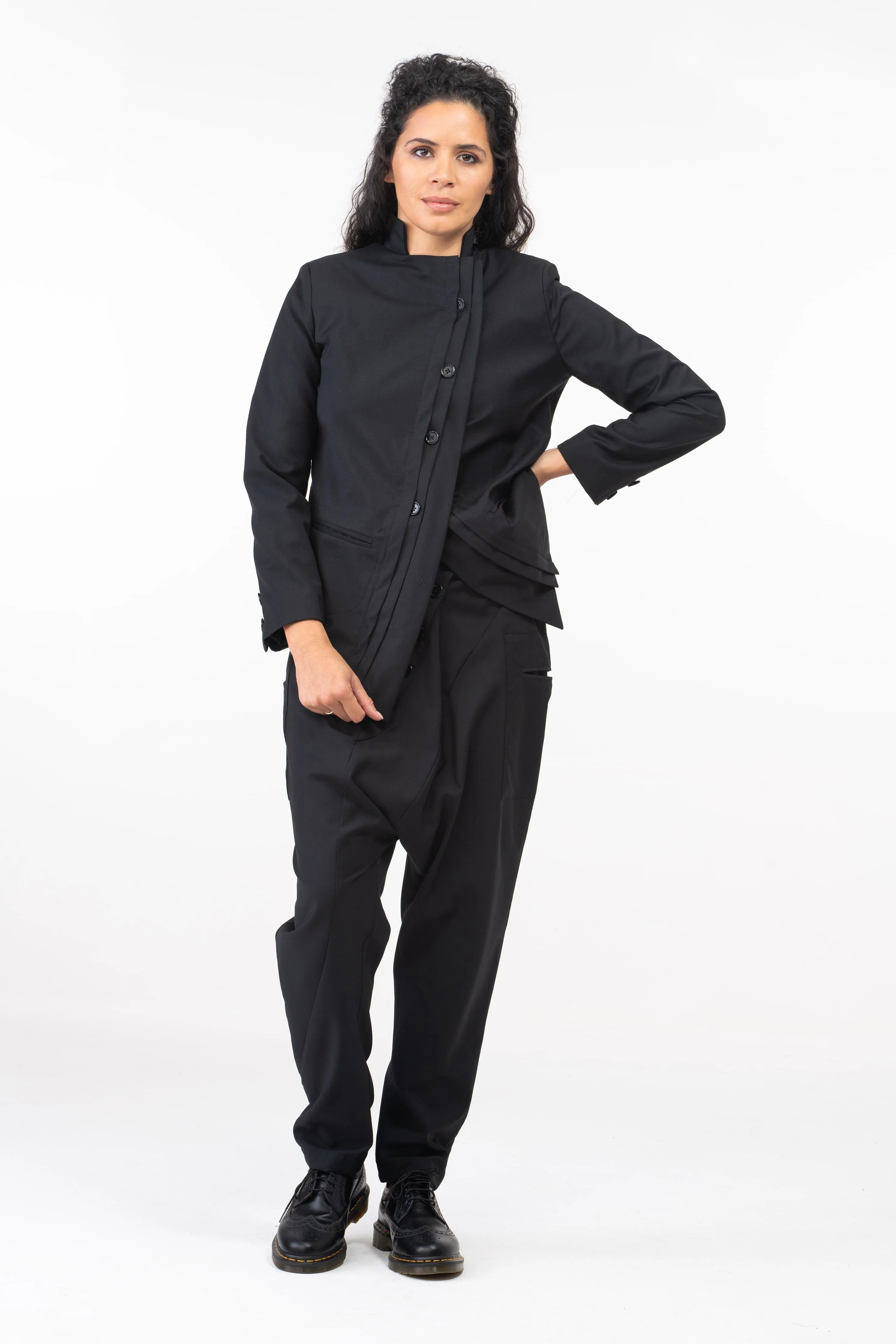 Asymmetrical Black Wool Blazer Women's