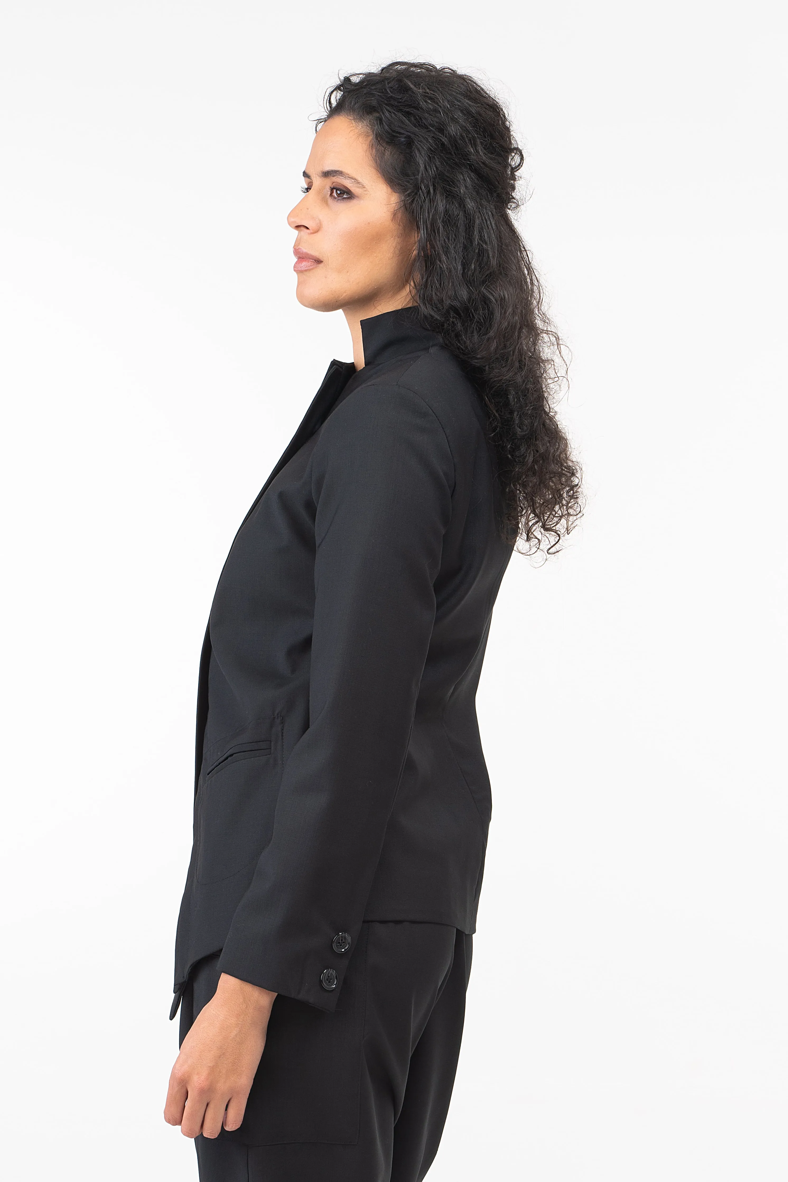 Asymmetrical Black Wool Blazer Women's