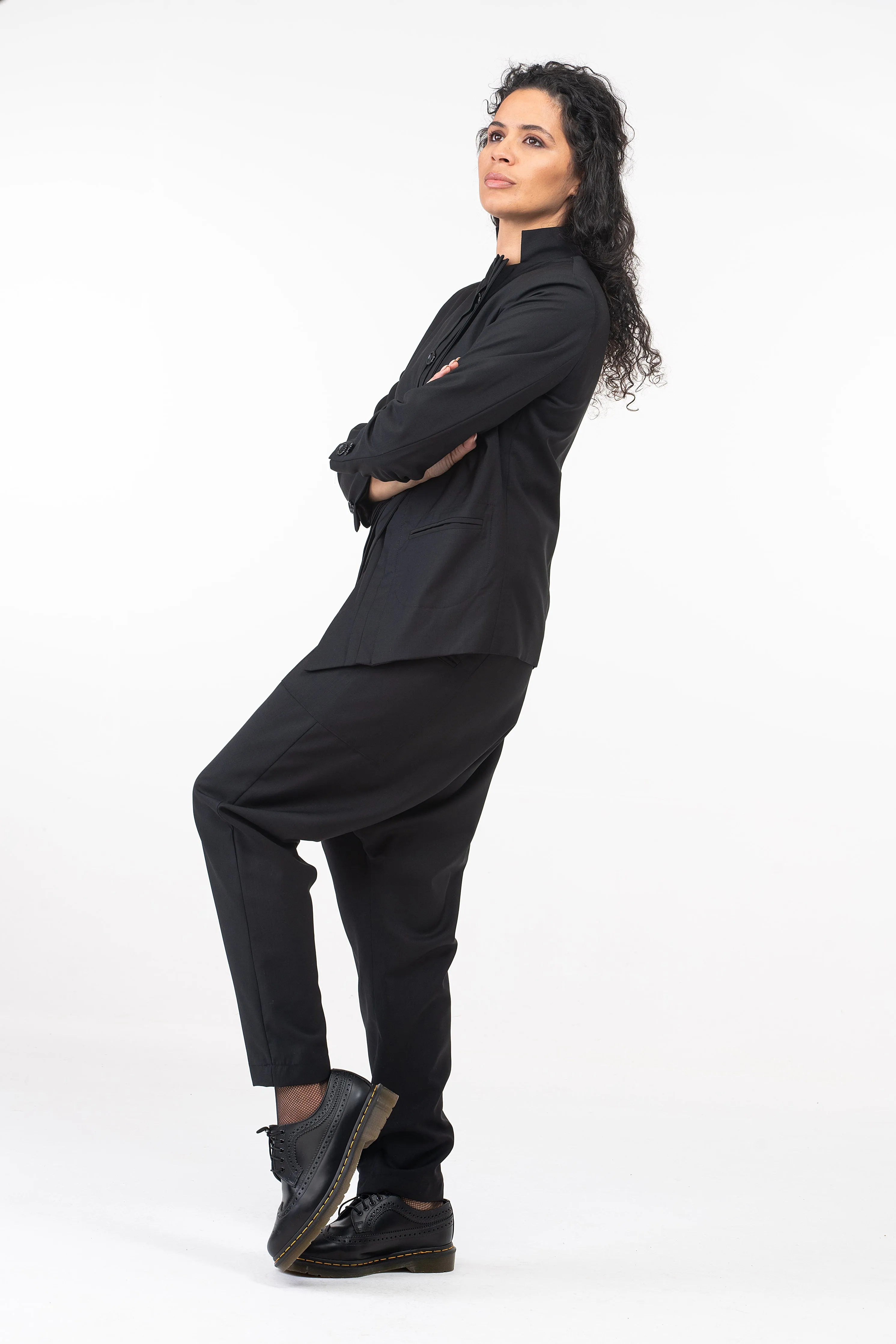 Asymmetrical Black Wool Blazer Women's
