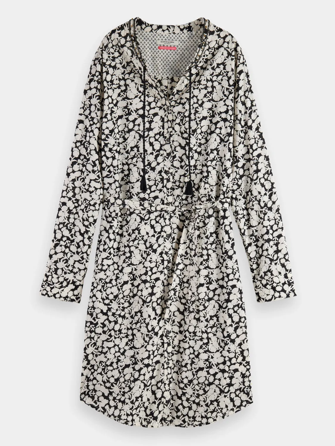 Beaded collar shirt dress