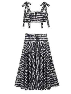 Black and white pattern top and skirt