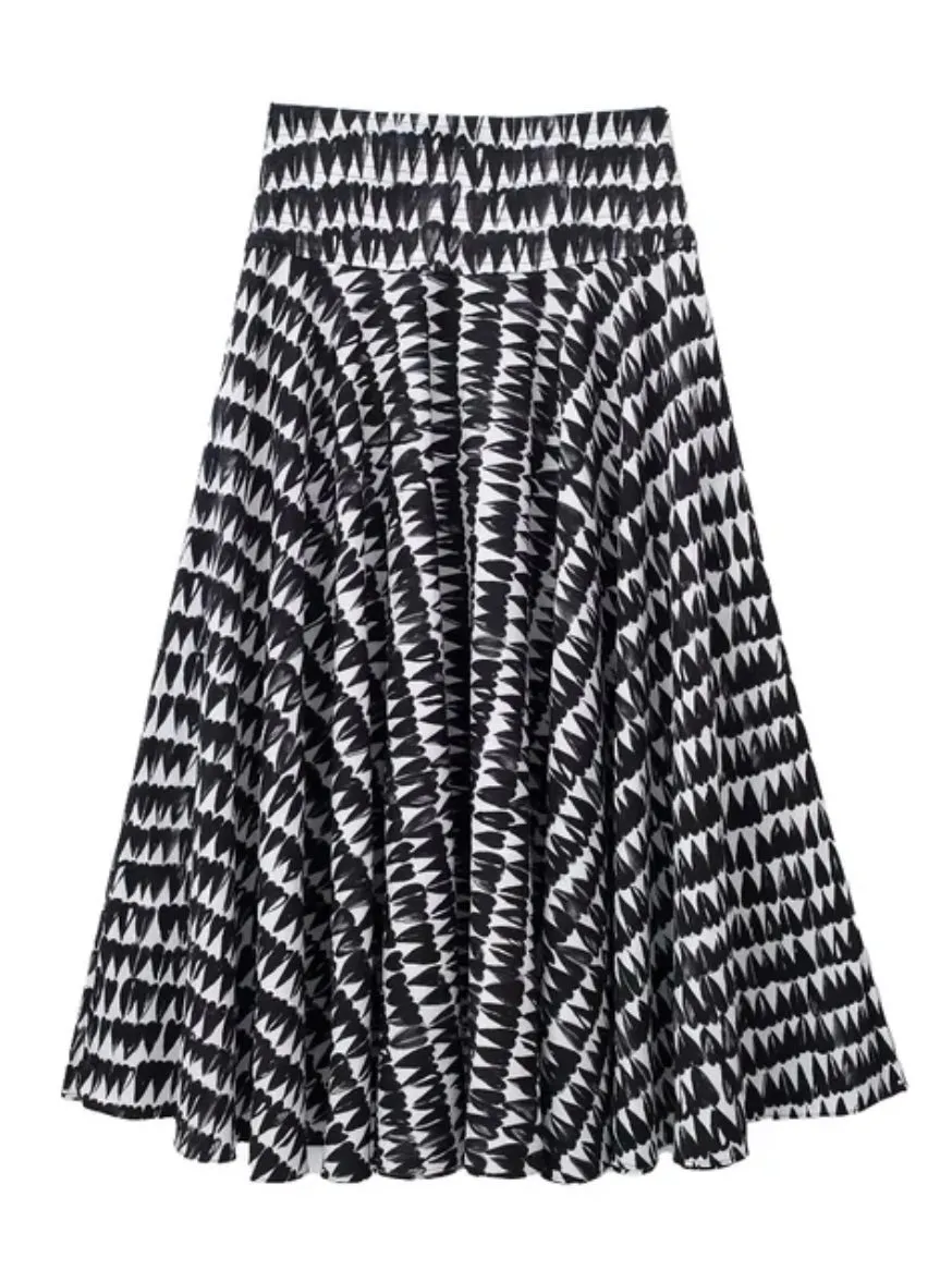 Black and white pattern top and skirt