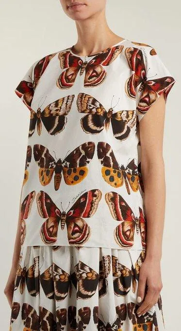 Butterfly Print Top and Skirt Set