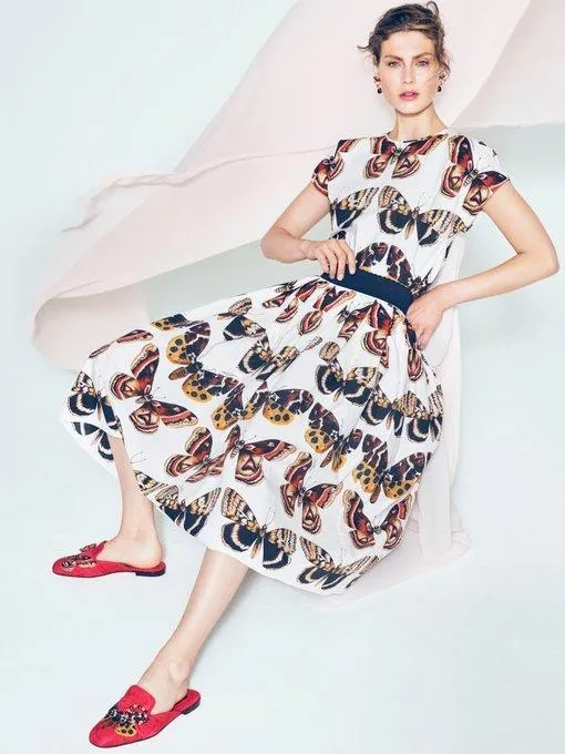 Butterfly Print Top and Skirt Set