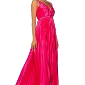 Callie Sweet Pink: Pleated Satin Jumpsuit Medium