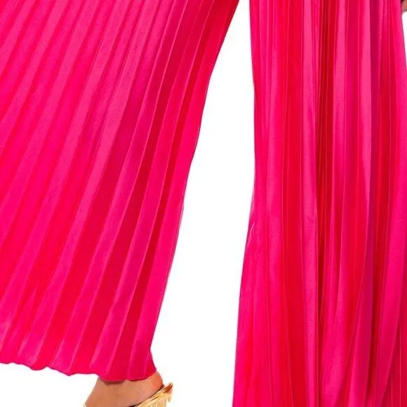 Callie Sweet Pink: Pleated Satin Jumpsuit Medium