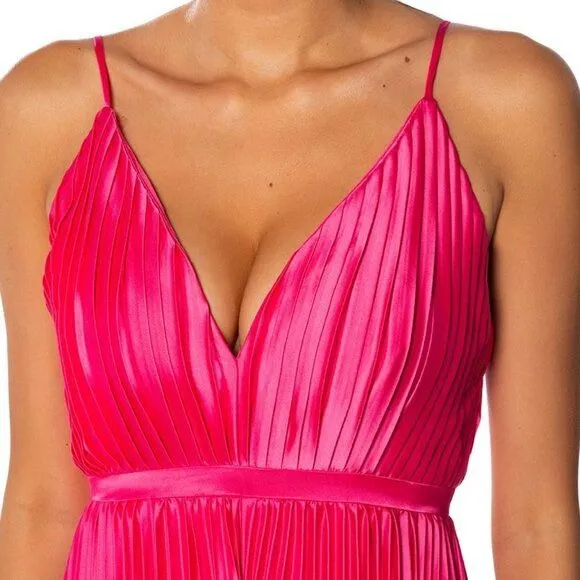 Callie Sweet Pink: Pleated Satin Jumpsuit Medium
