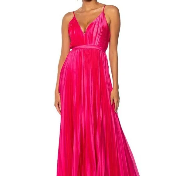 Callie Sweet Pink: Pleated Satin Jumpsuit Medium