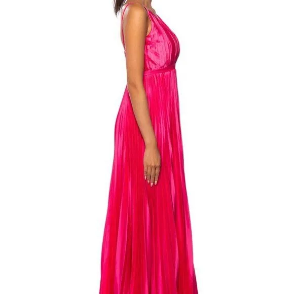 Callie Sweet Pink: Pleated Satin Jumpsuit Medium