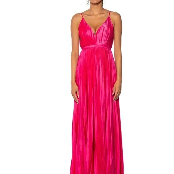 Callie Sweet Pink: Pleated Satin Jumpsuit Medium