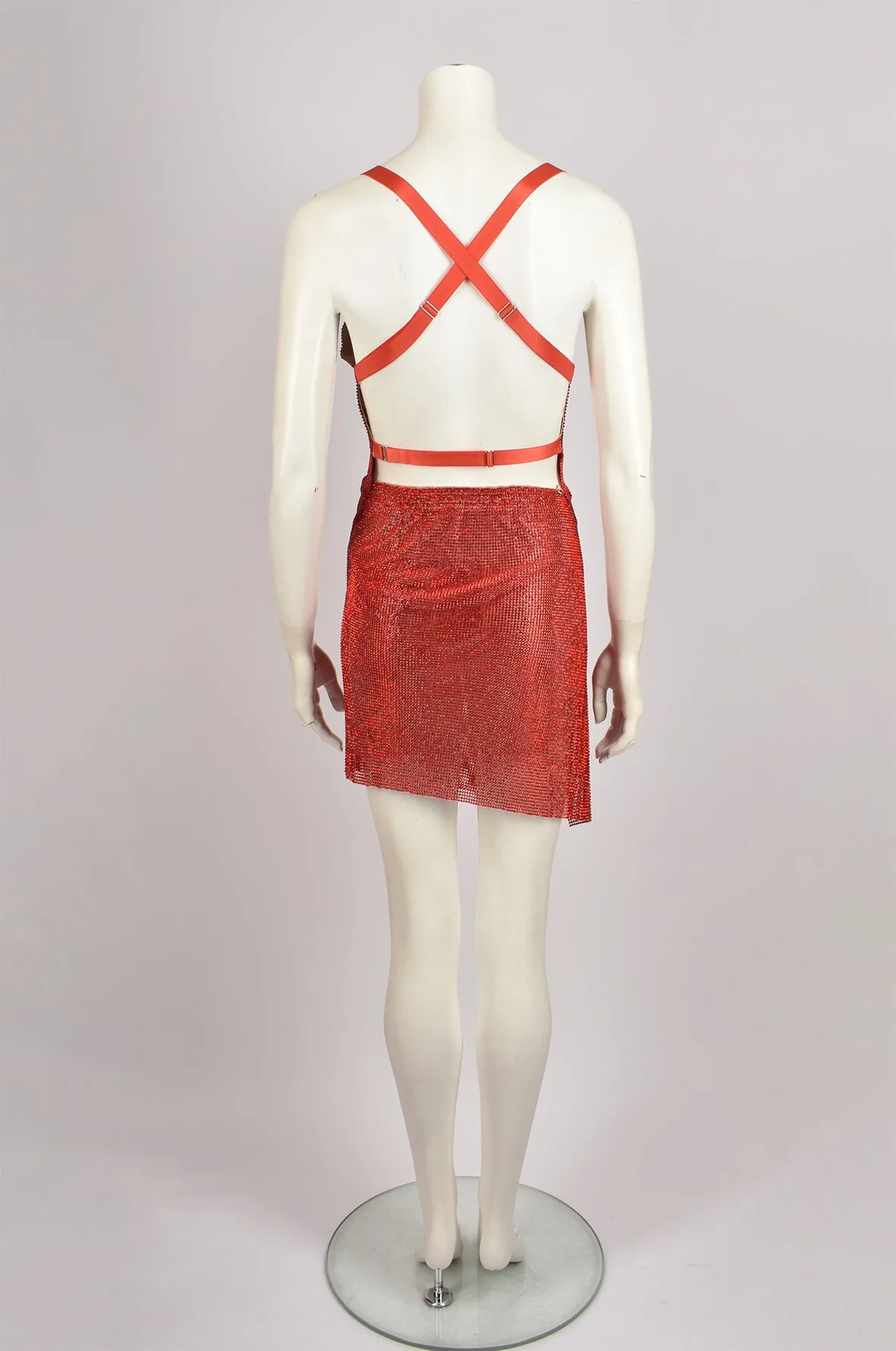 CRYSTAL RED TOP AND WRAPPED SKIRT SET