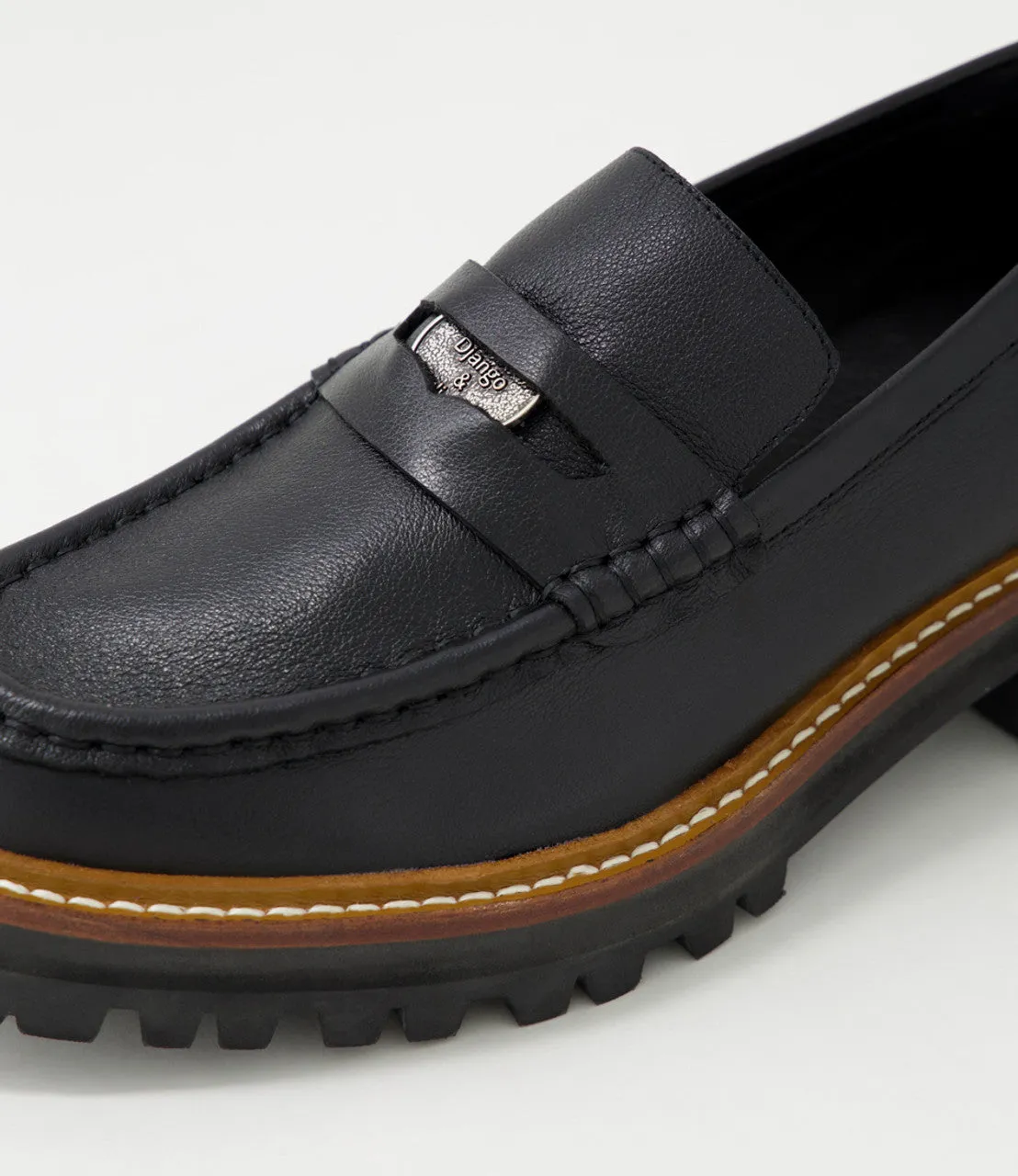 Django and Juliette | Finola Black Tumble Leather Loafers