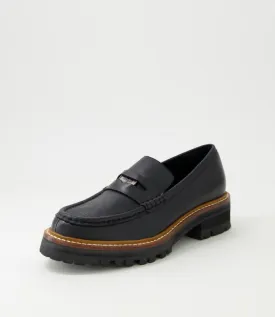 Django and Juliette | Finola Black Tumble Leather Loafers