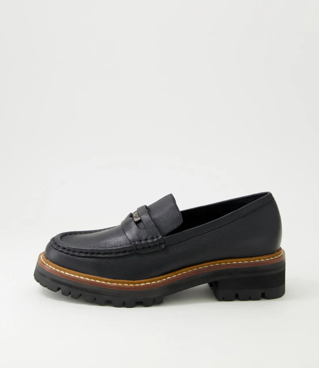 Django and Juliette | Finola Black Tumble Leather Loafers