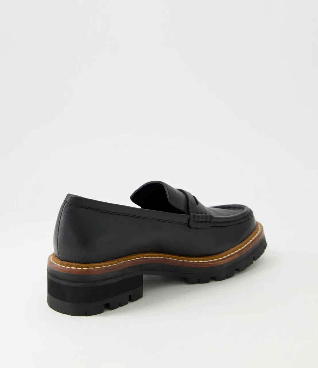Django and Juliette | Finola Black Tumble Leather Loafers