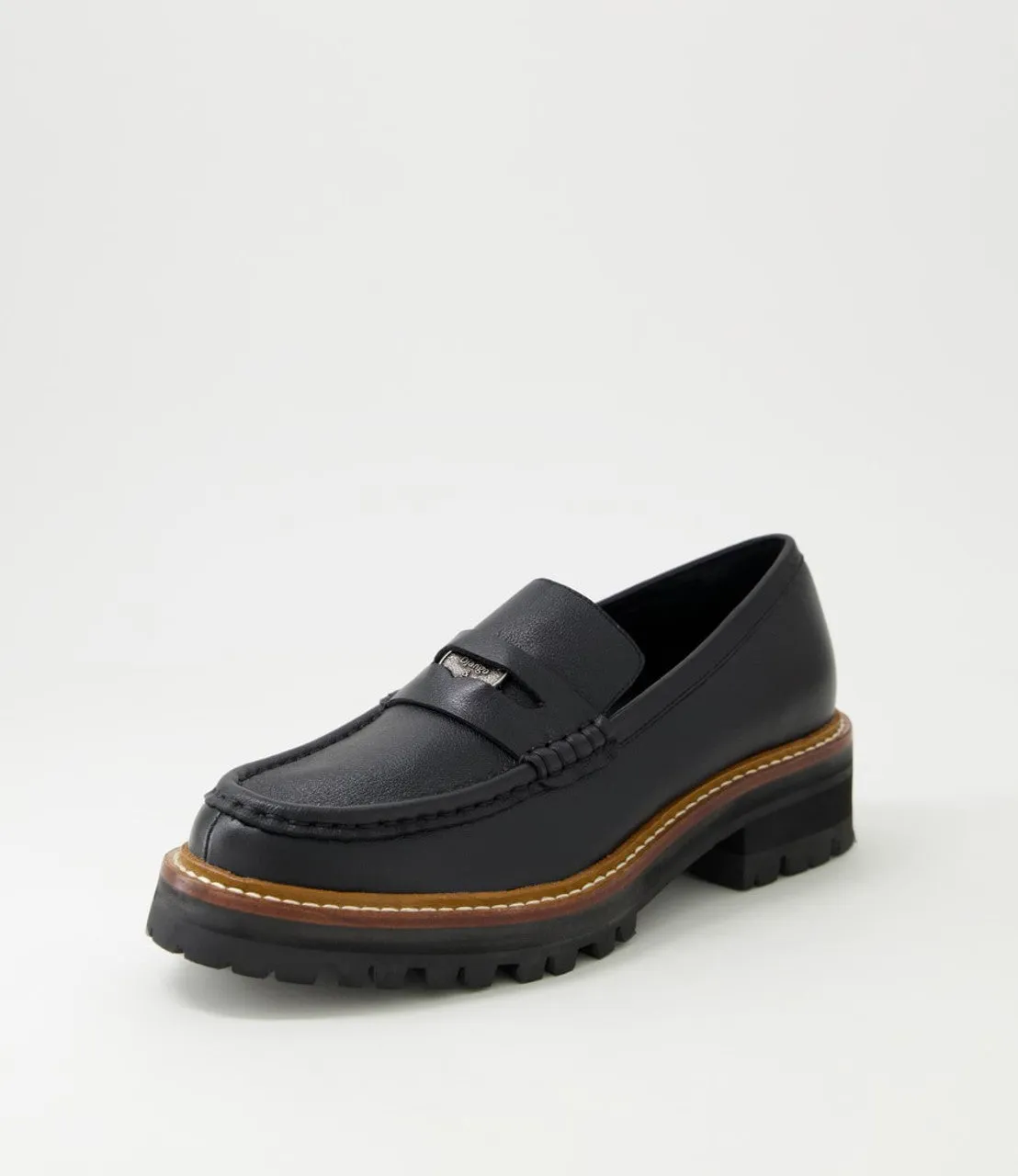 Django and Juliette | Finola Black Tumble Leather Loafers