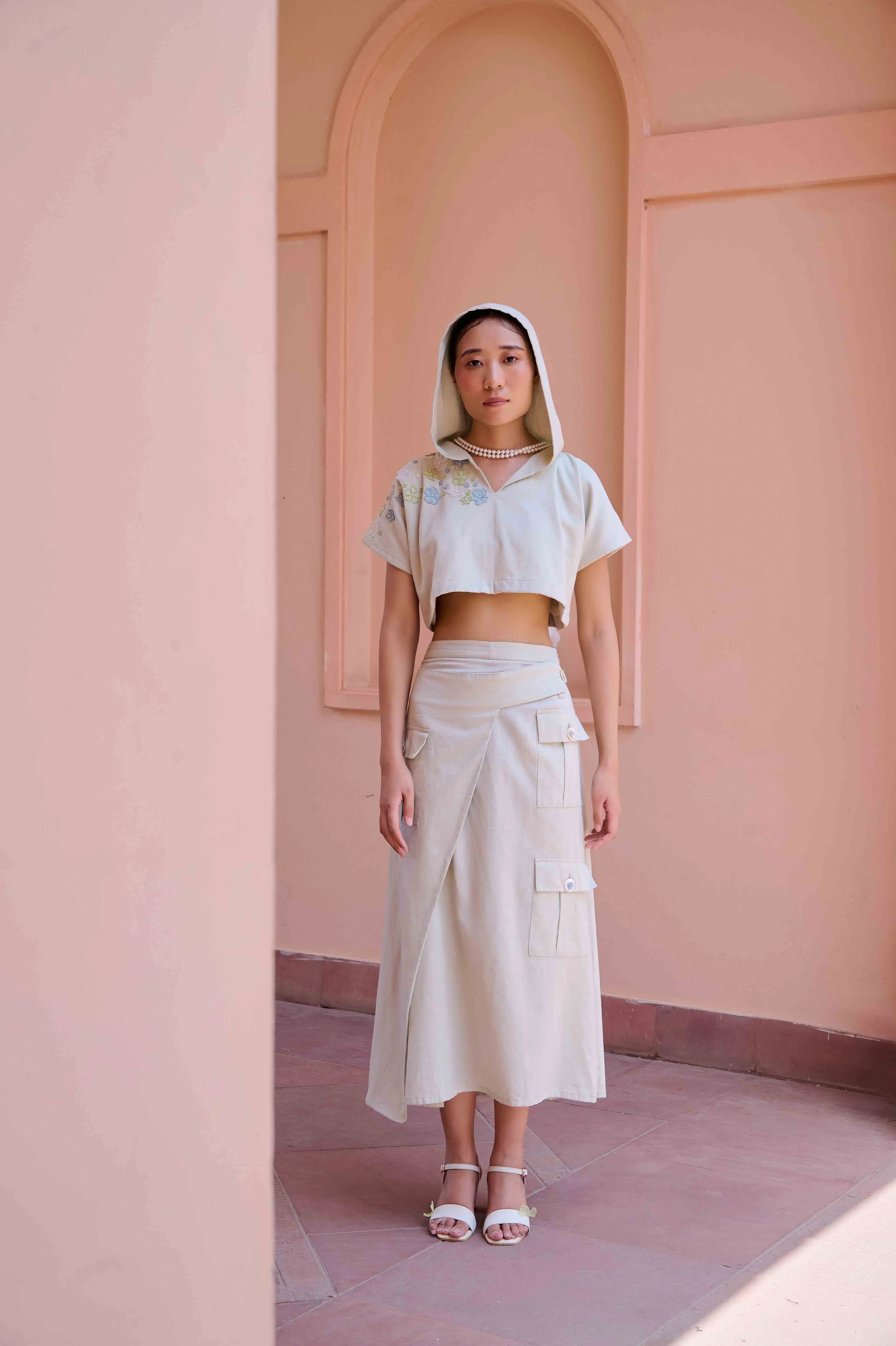 Edwin Top and Skirt Set - Grey Handwoven