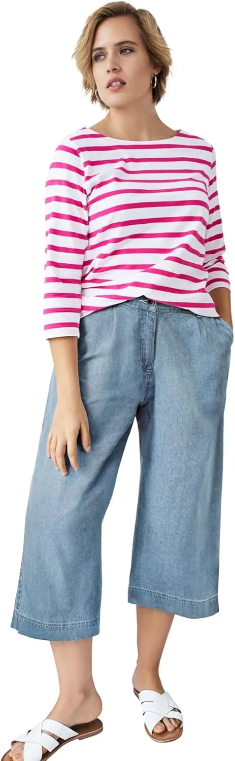 ellos Plus Size Lightweight Wide-Leg Crop Jeans