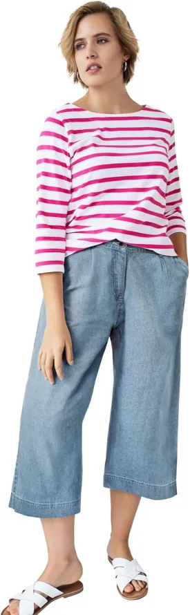 ellos Plus Size Lightweight Wide-Leg Crop Jeans