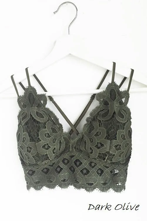 FLORAL LACE BRALETTE (DK. OLIVE)