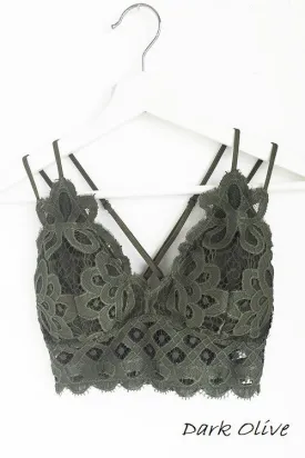 FLORAL LACE BRALETTE (DK. OLIVE)
