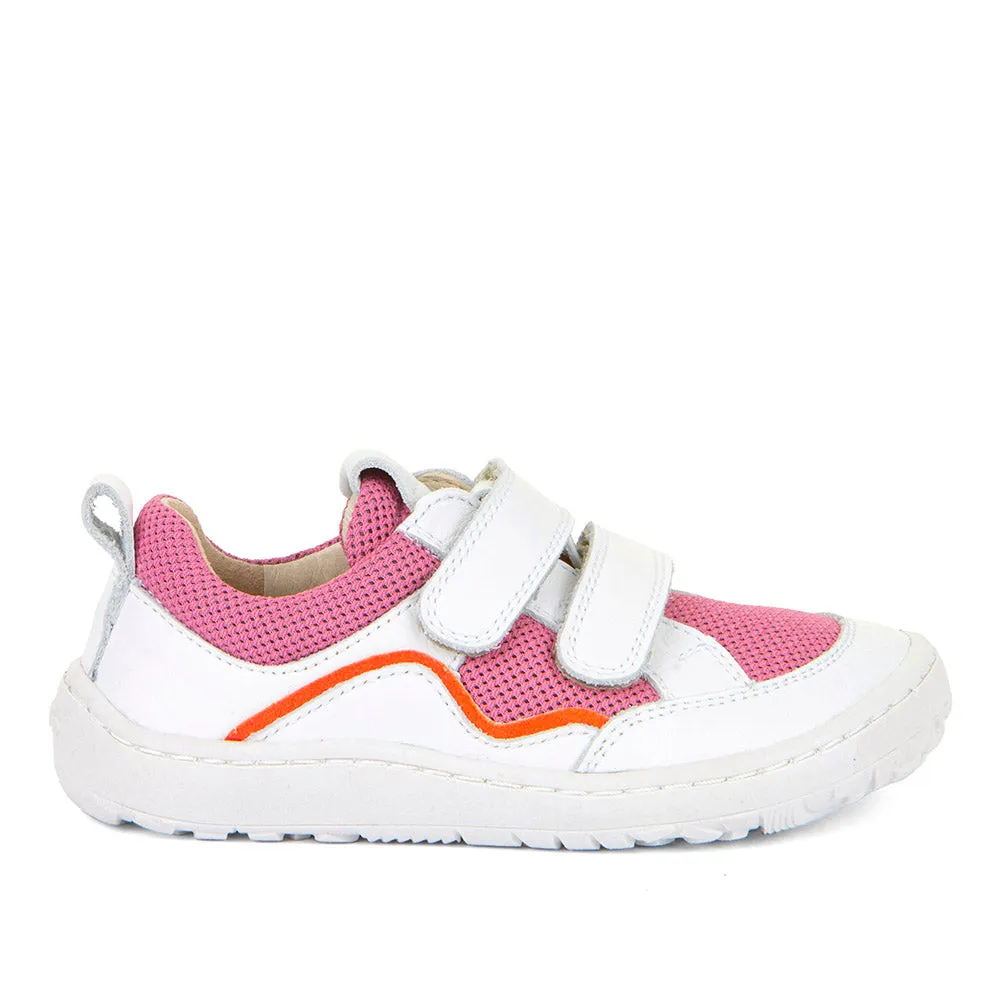 Froddo Barefoot Style White & Pink Sneakers With Velcro Closure