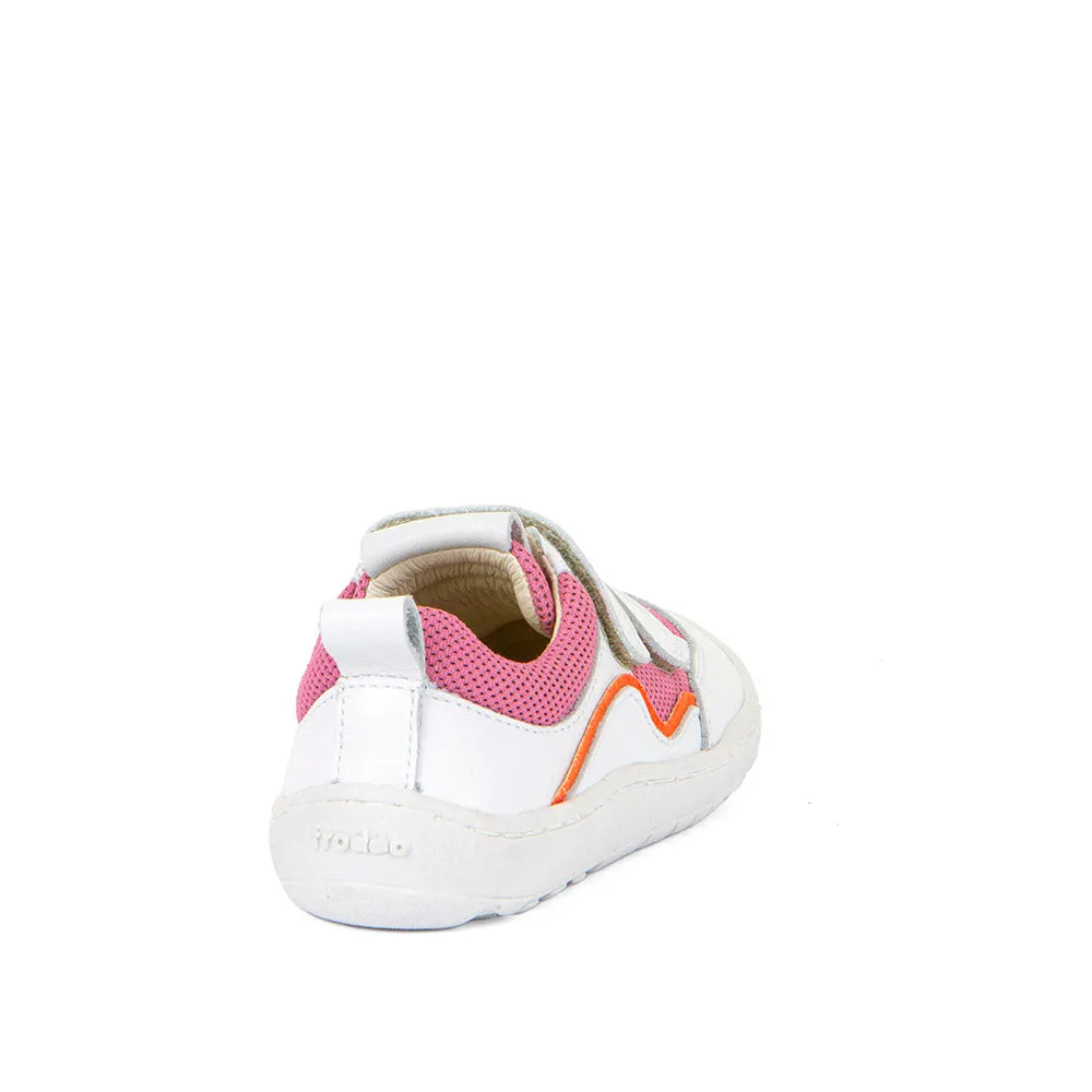 Froddo Barefoot Style White & Pink Sneakers With Velcro Closure