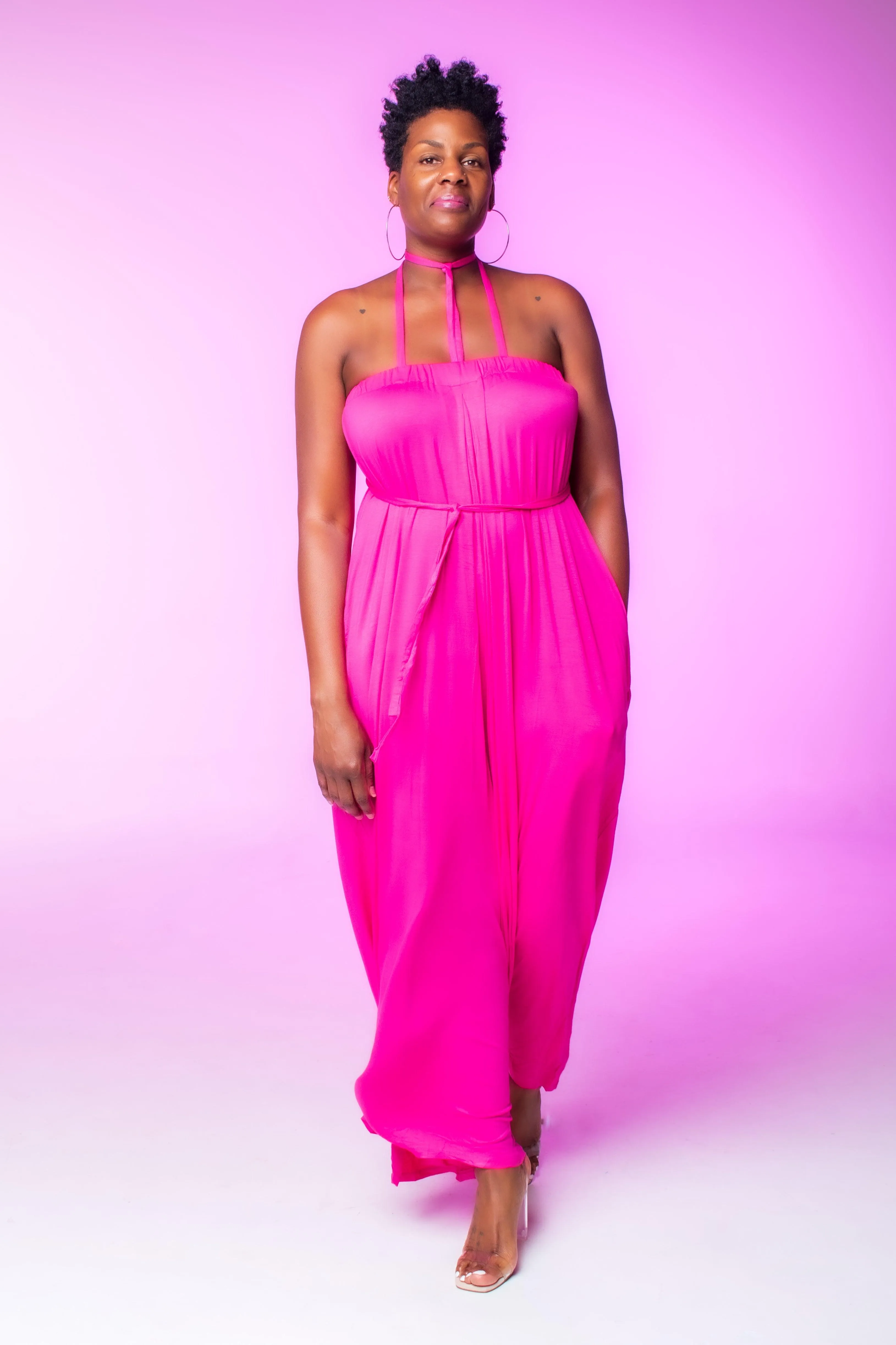 Fuchsia Wide Leg Jumpsuit