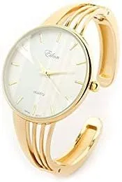 Gold Tone String Style Band Luxury Women's Bangle Cuff Watch