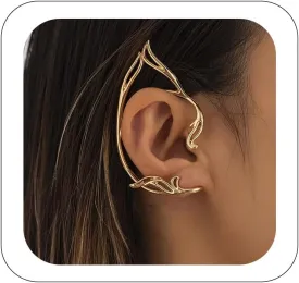 Gothic Elf Ear Cuffs 2Pcs Non-Pierced Cat Ear Wrap Hollow Cartilage Climber Earrings for Cosplay Party Cartilage Climber Ear Accessories for Women