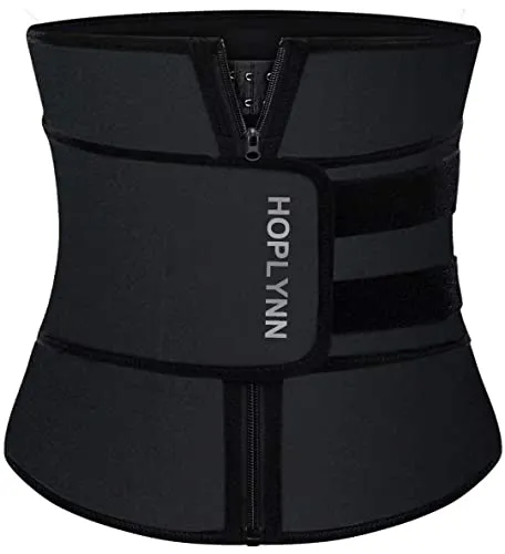 HOPLYNN Neoprene Sweat Waist Trainer Corset Trimmer Shaper Belt for Women, Workout Plus Size Waist Cincher Stomach Wraps Bands Black Small