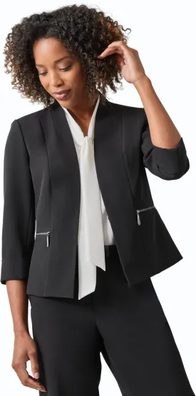 Kasper Women's Petite Cardigan-Style Blazer with Rolled Cuff Sleeves