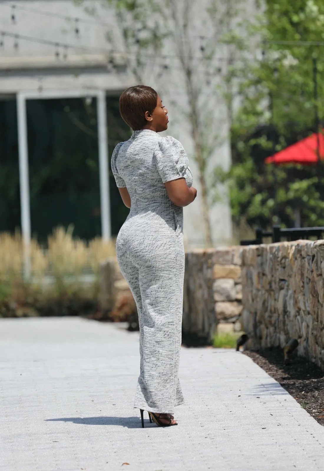 Ladies First | Wide Leg Tweed Jumpsuit