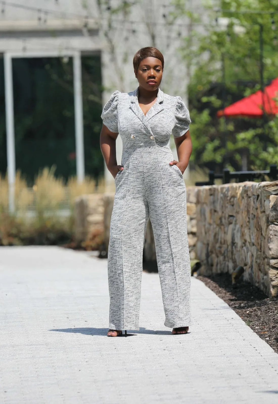 Ladies First | Wide Leg Tweed Jumpsuit