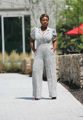 Ladies First | Wide Leg Tweed Jumpsuit