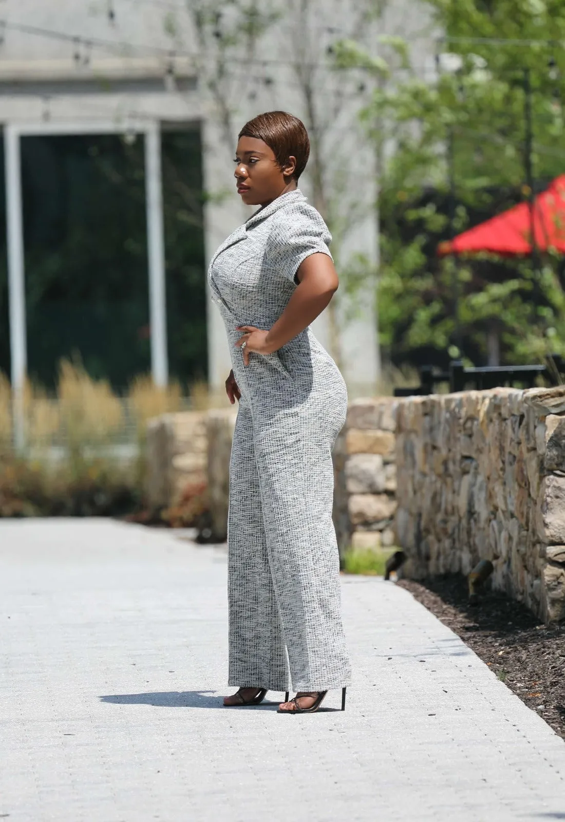 Ladies First | Wide Leg Tweed Jumpsuit