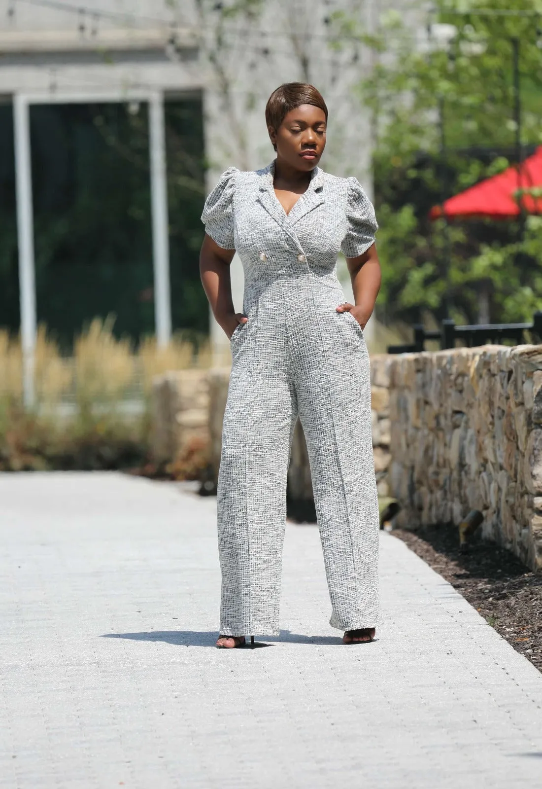 Ladies First | Wide Leg Tweed Jumpsuit