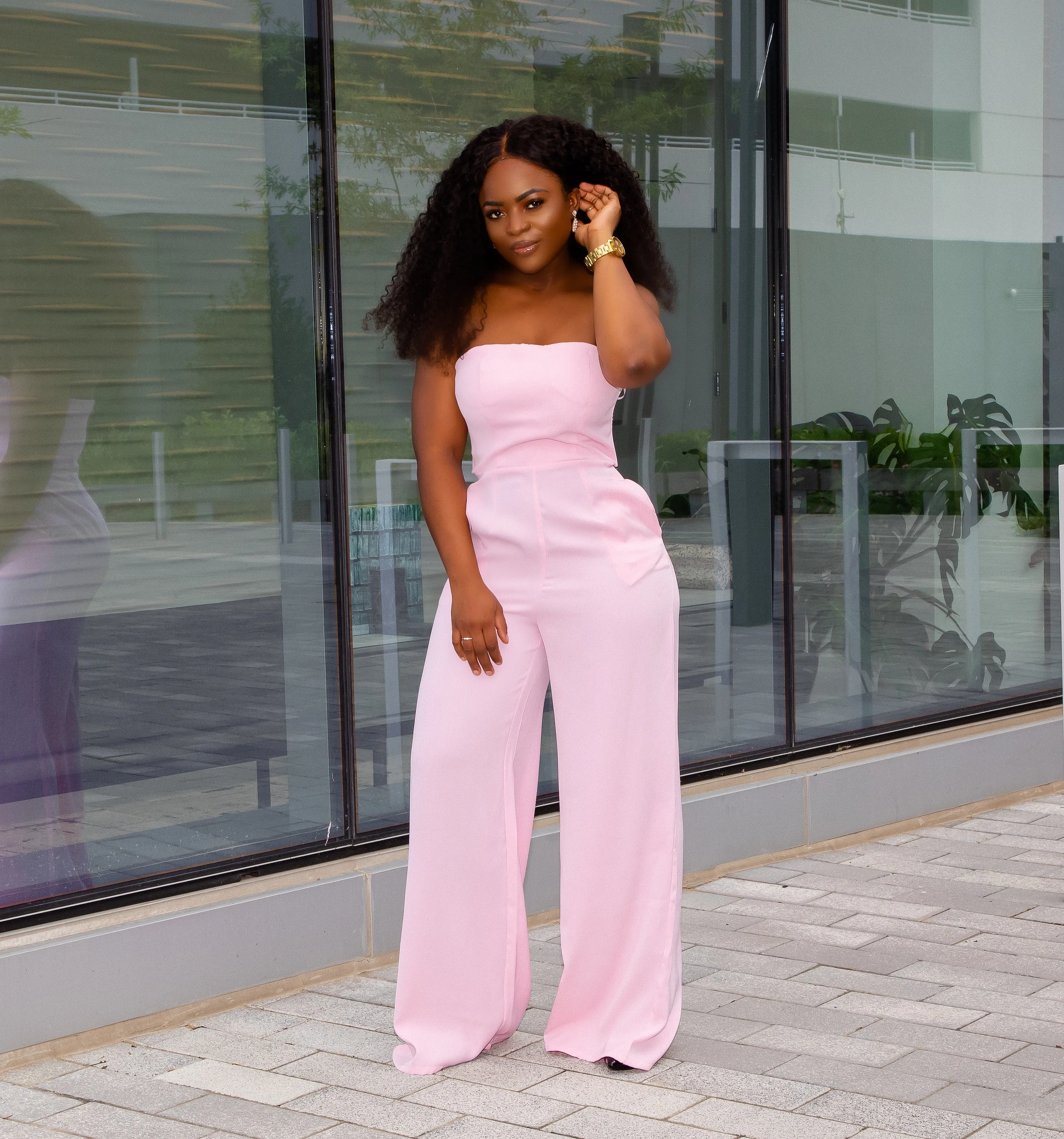 Light Pink Off Shoulder Jumpsuit