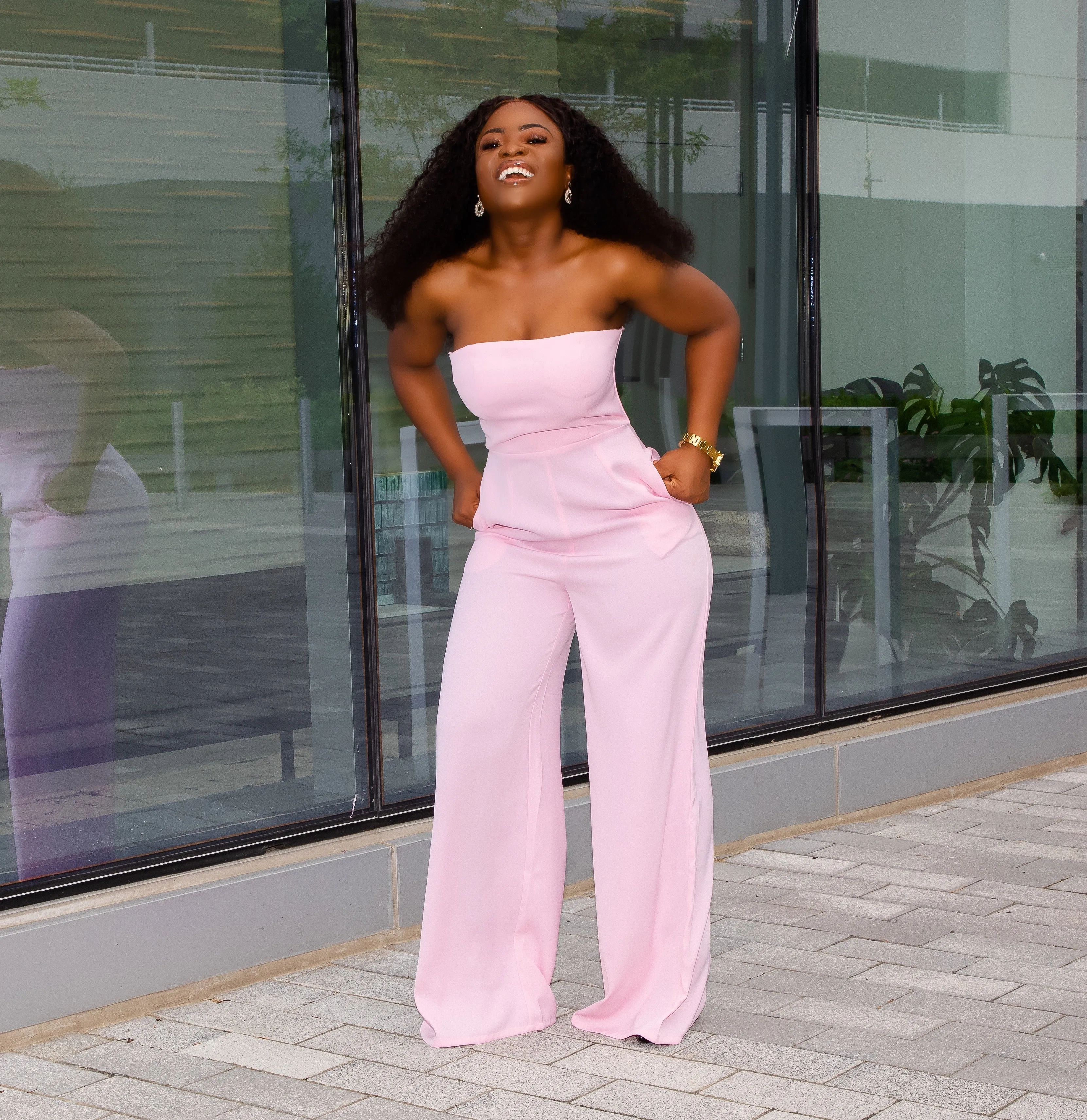 Light Pink Off Shoulder Jumpsuit