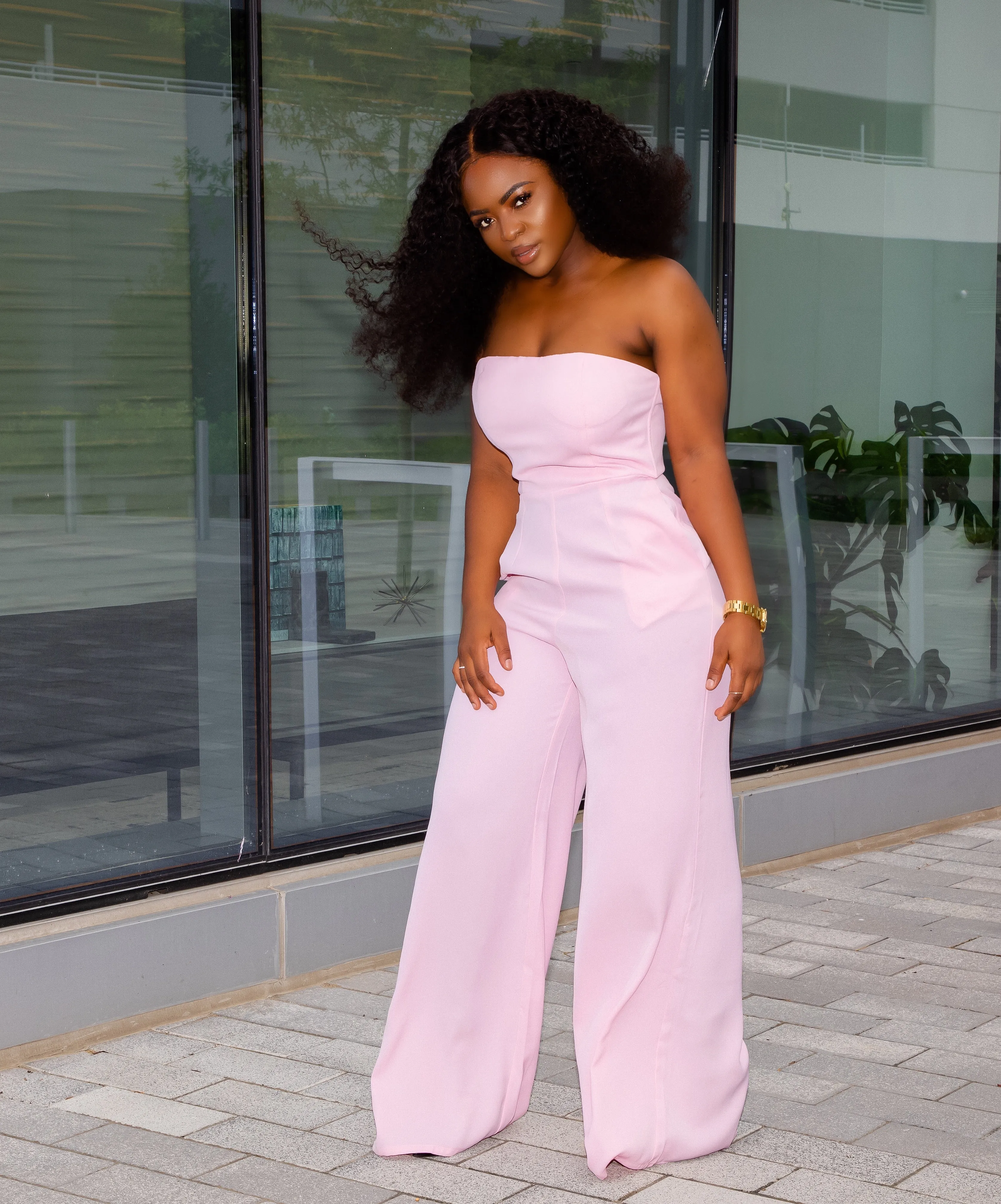 Light Pink Off Shoulder Jumpsuit