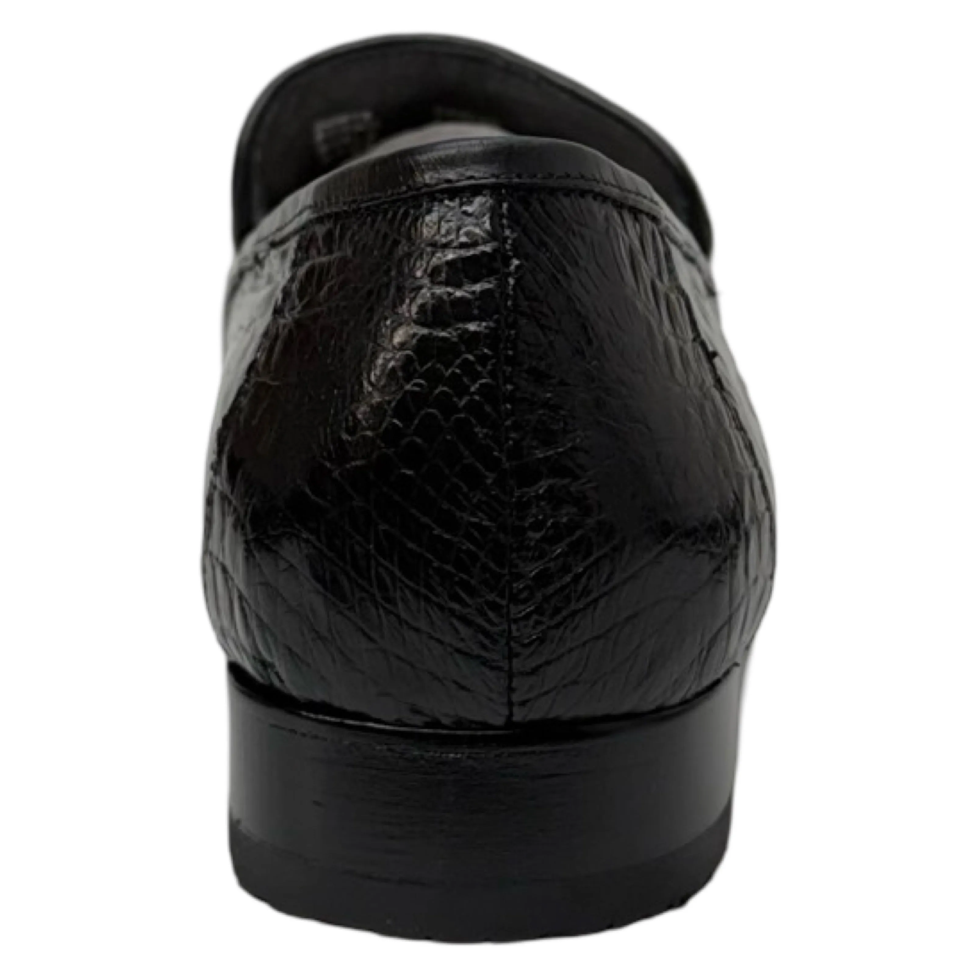 Los Altos Black All-Over Crocodile Belly Loafers