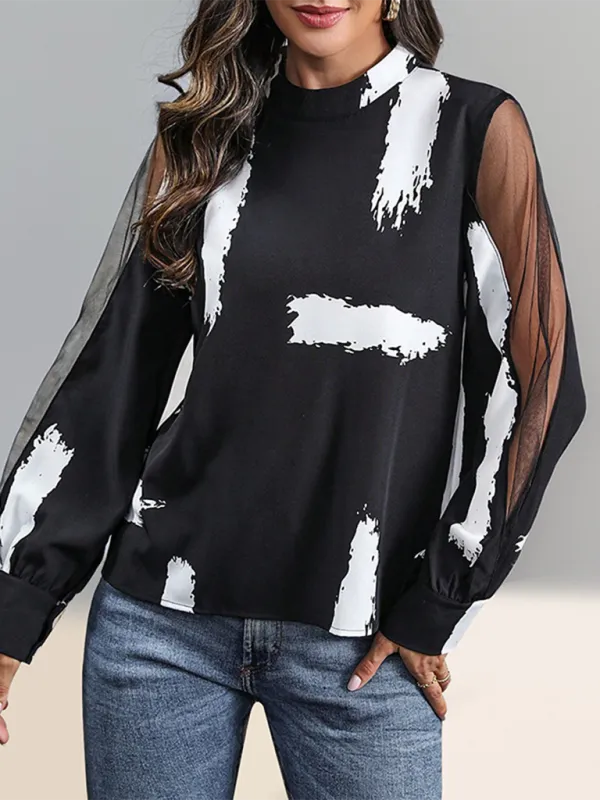 Maxima New Commuter Stand Collar Lace Stitching Long Sleeve Shirt