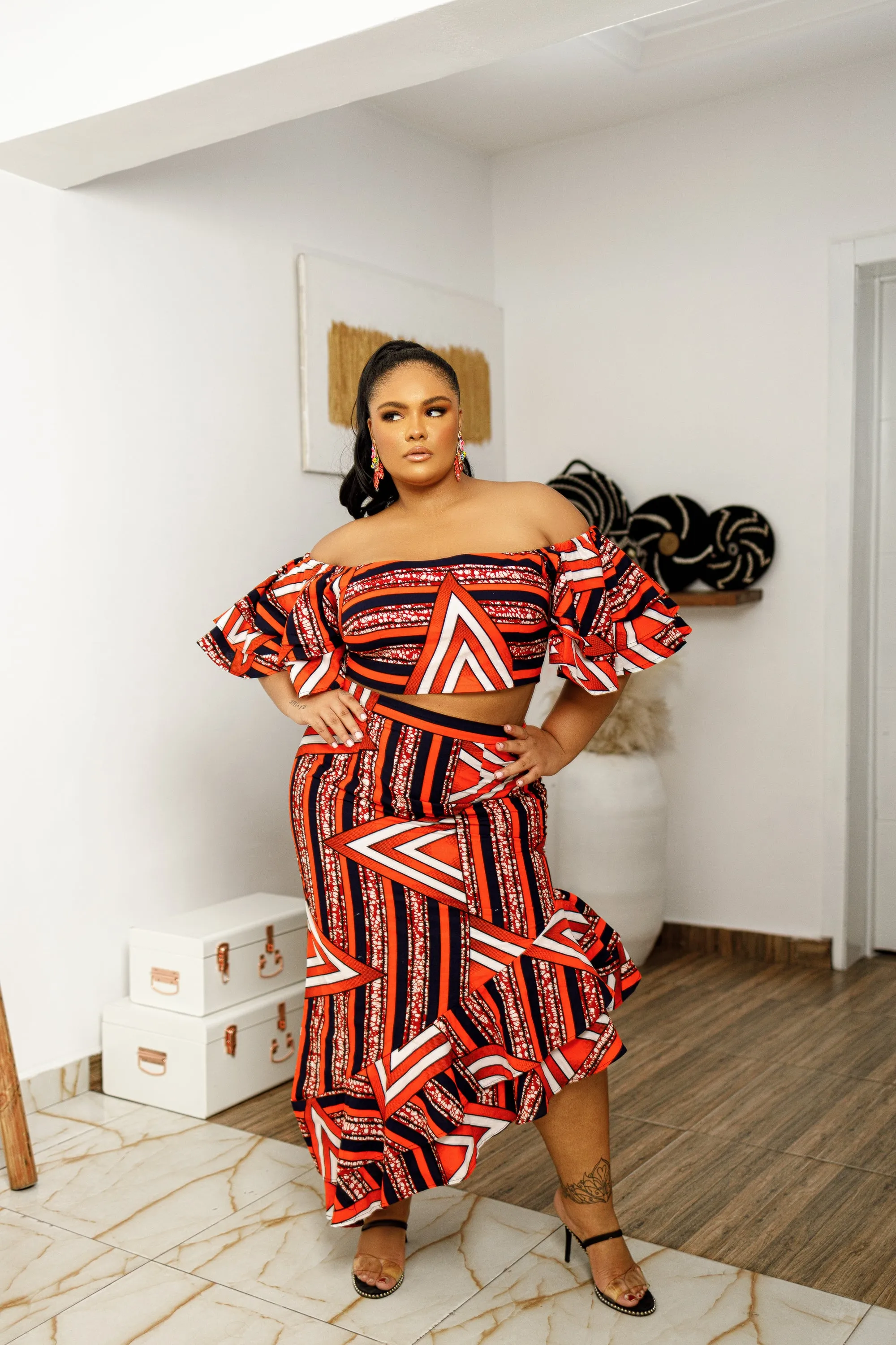 MAYO AFRICAN PRINT CROP TOP AND SKIRT SET