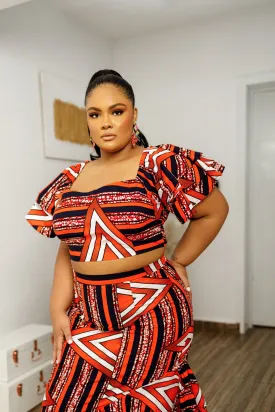 MAYO AFRICAN PRINT CROP TOP AND SKIRT SET