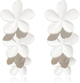 MIGUO STORE Bohemian Style Unique Baking Varnish Three-dimensional Flower Earrings Chic Seaside Holiday Drop Dangle Earrings For Women