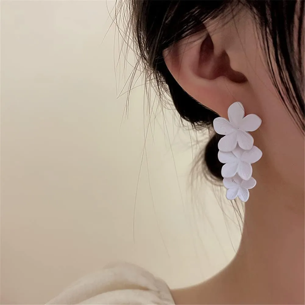 MIGUO STORE Bohemian Style Unique Baking Varnish Three-dimensional Flower Earrings Chic Seaside Holiday Drop Dangle Earrings For Women