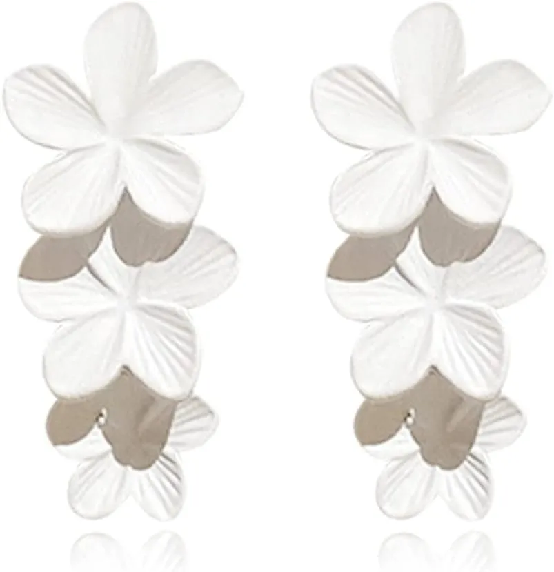 MIGUO STORE Bohemian Style Unique Baking Varnish Three-dimensional Flower Earrings Chic Seaside Holiday Drop Dangle Earrings For Women