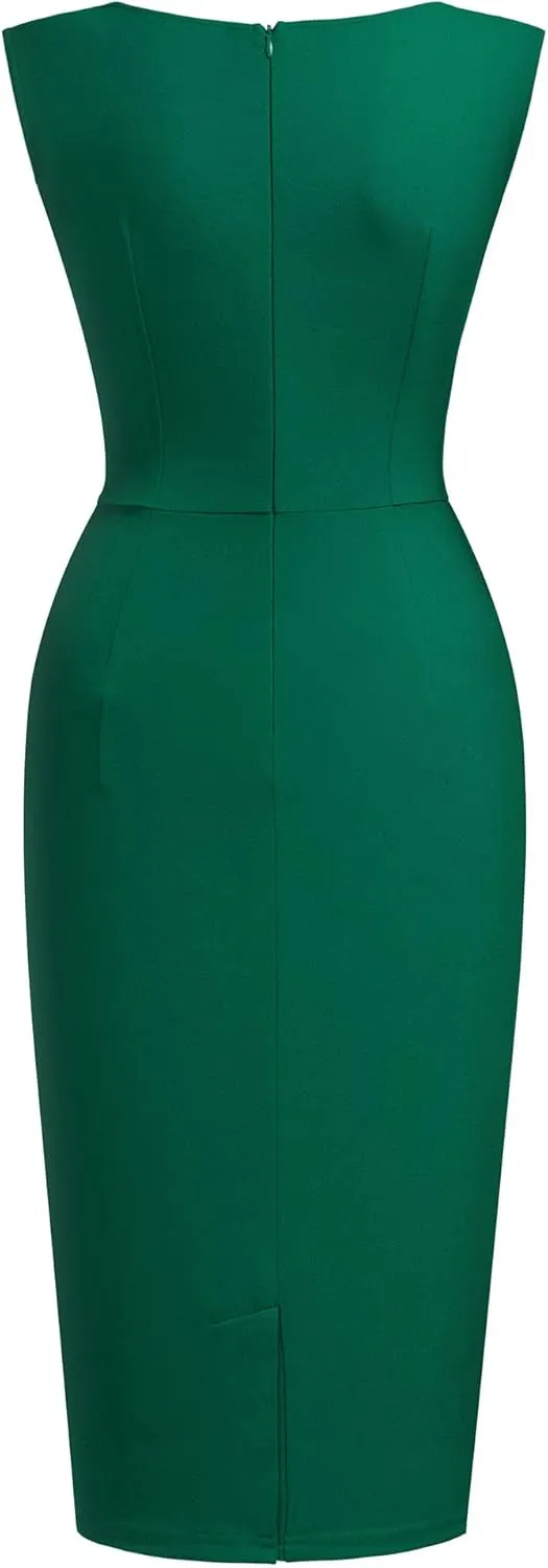 Miusol Women's Retro Ruffle Style Slim Work Pencil Dress