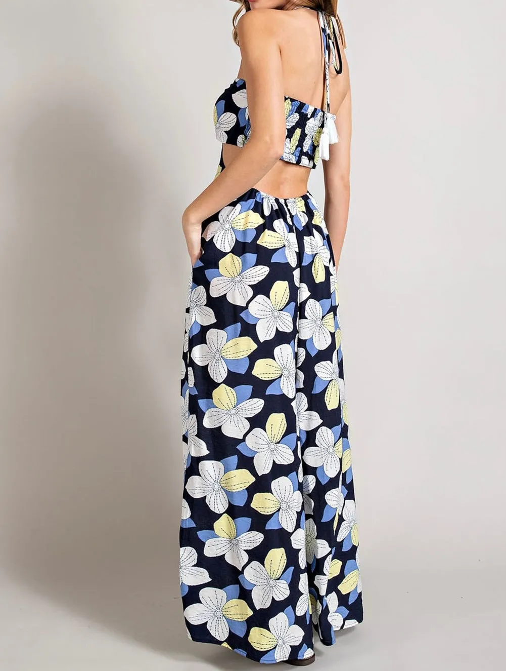 Print Side Slit Jumpsuit